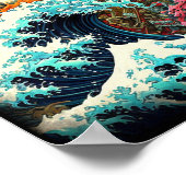 Geweldige nachtelijke Japanse draak Poster (Hoek)