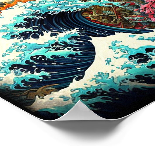 Geweldige nachtelijke Japanse draak Poster (Hoek)