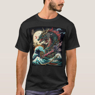 Geweldige nachtelijke Japanse draak T-shirt
