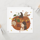 Geweldige najaar: Bunny & Pumpkin Kaart (Voorkant / Achterkant in situ)