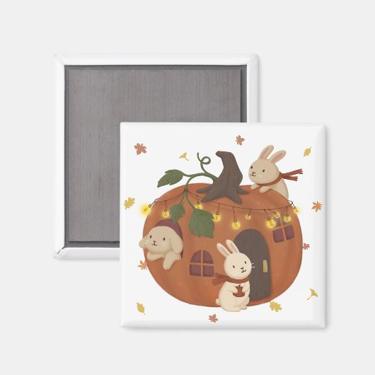 Geweldige najaar: Bunny & Pumpkin Magneet (Voorkant / Achterkant)