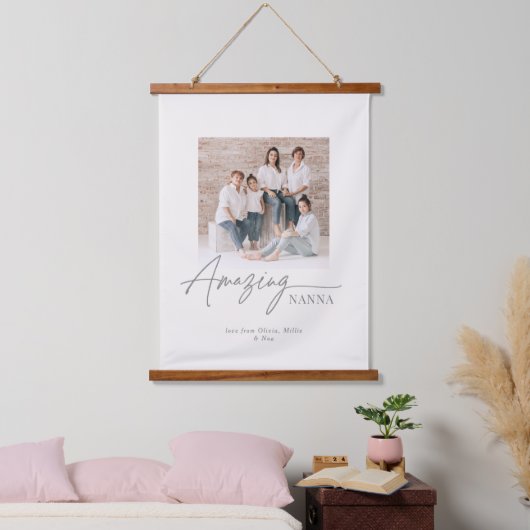Geweldige Nanna Gepersonaliseerde Foto Aangepaste Hangend Wandkleed (Slaapkamer)