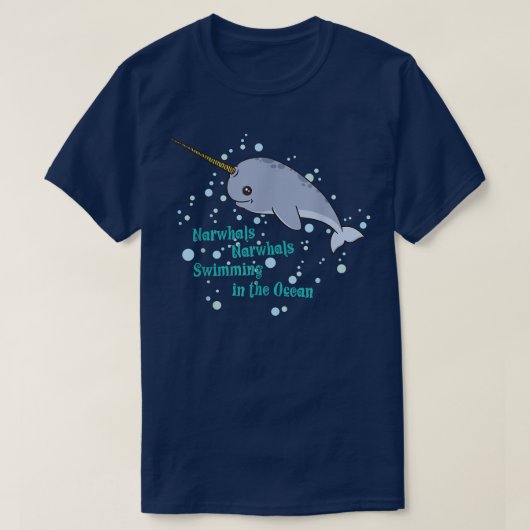 Geweldige Narwhal Unicorns van het Zee T-shirt (Design voorkant)