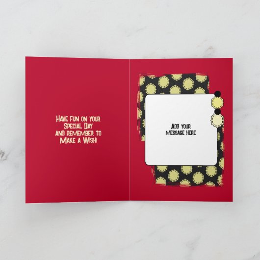 Geweldige neeffoto rood zwart kaart (Binnen)