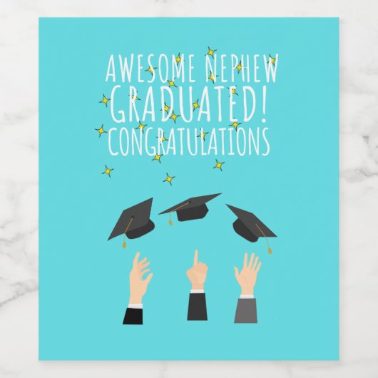 Geweldige neefje afgestudeerd gefeliciteerd wijn etiket (Enkel label)