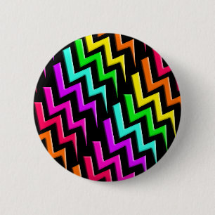 Geweldige Neon Lightning Bolts Patroon Ronde Button 5,7 Cm