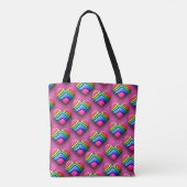 Geweldige Neon Rainbow Hearts Tote Bag (Achterkant)