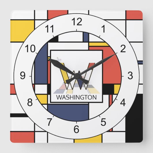 Geweldige neoplasticisme Kunstmonogram. Brief W Vierkante Klok (Voorkant)