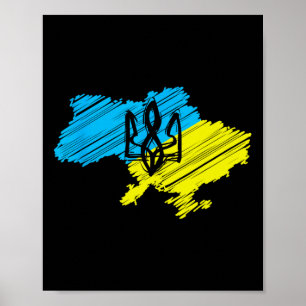 Geweldige Oekraïense kaart - Oekraïense vlag  Poster