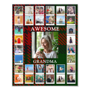 Geweldige oma foto zwart rood tartan 8 x 10 afdruk