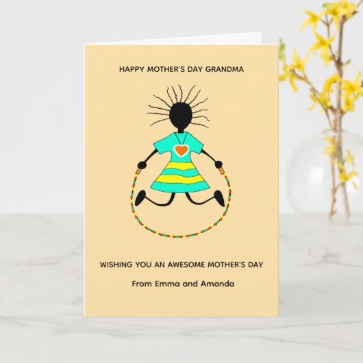 Geweldige oma Happy Moederdag Kaart (Gele Bloem)