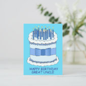 Geweldige oom Happy Birthday Cake en kaarsen Briefkaart (Staand voorkant)