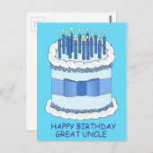 Geweldige oom Happy Birthday Cake en kaarsen Briefkaart (Voorkant / Achterkant)