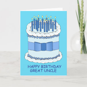 Geweldige oom Happy Birthday Cake en kaarsen Kaart