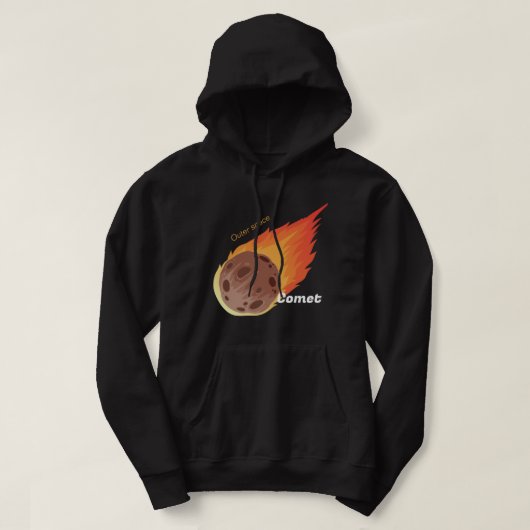 Geweldige op maat Buitenruimte l Komeet Zwart Hoodie (Design voorkant)