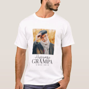 Geweldige opa sinds 20XX Eenvoudige Elegante Foto T-shirt
