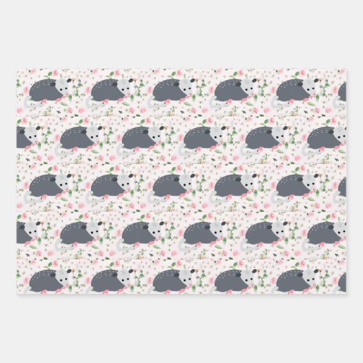 Geweldige oppossum Possum wrapping paper floral ro (Voorkant)