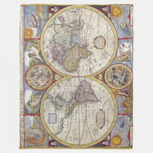 Geweldige oude wereldkaarten Antiek kaarten Fleece Deken (Voorkant)