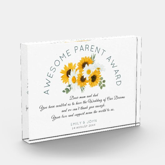 Geweldige Ouder Award Zonnebloemen Bruiloft Dank u Fotoblokken (Links)