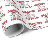 Geweldige Oudere Zus - Kitty Cats Rode Harten Cadeaupapier (Rol Hoek)