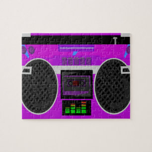 Geweldige Paars geïllustreerd Boombox van 80 s Legpuzzel
