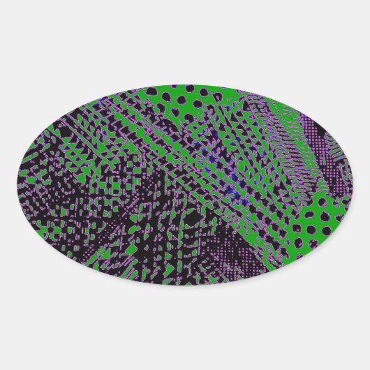 Geweldige Paars groen Abstract architectuurontwerp Ovale Sticker (Voorkant)