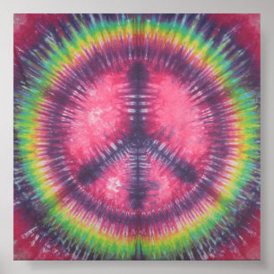 Geweldige Paars Tie Dye Peace Sign Canvas Poster