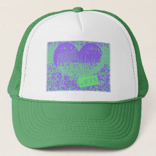 Geweldige Paarse en Mint Retro Heart Design Trucker Pet