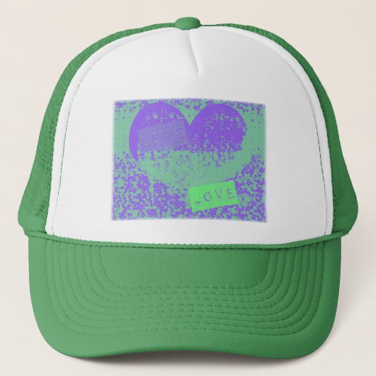 Geweldige Paarse en Mint Retro Heart Design Trucker Pet (Voorkant)