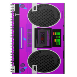 Geweldige Paarse Geïllustreerde 80s Boombox Notitieboek