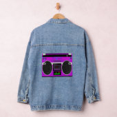 Geweldige Paarse Geïllustreerde Leuke Boombox Denim Jacket (Hangar)