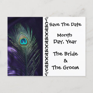 Geweldige Paarse Pauw Save the Date Briefkaart