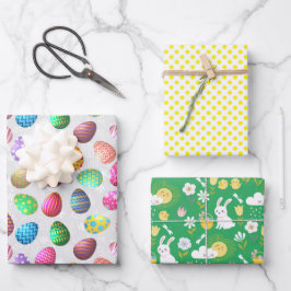 Geweldige paaswikkelpapier Flat Sheet Set van 3 Inpakpapier Vel