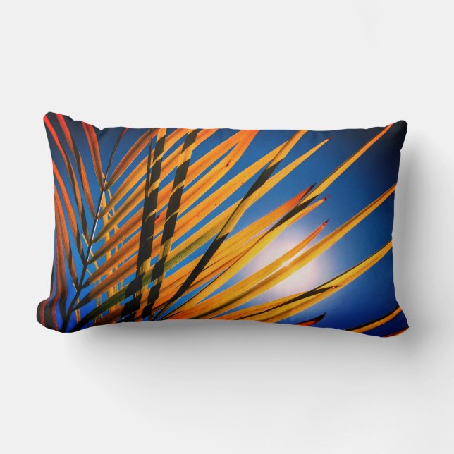 Geweldige palmboom blauw hemelblauw Sierkussen Kussen (Voorkant)
