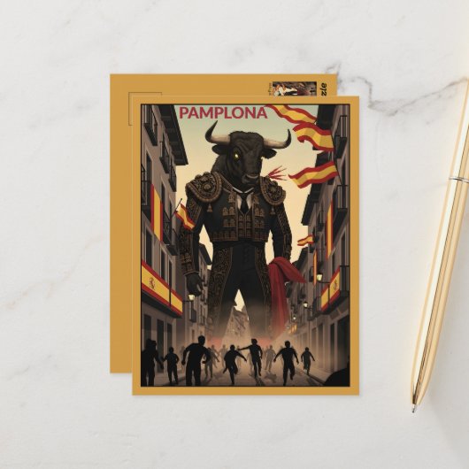 Geweldige Pamplona Reis Briefkaart (Voorkant / Achterkant in situ)