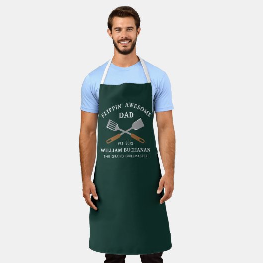 Geweldige Pap BBQ Vader Grill Chef gepersonaliseer Schort (Gedragen)