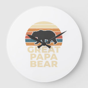 Geweldige Papa Beer Retro Zonsondergang Vintage Ve Grote Klok