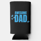 Geweldige papa blauw tekst zwart seltzer blikjeskoeler (Achterkant)