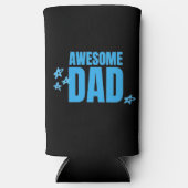 Geweldige papa blauw tekst zwart seltzer blikjeskoeler (Voorkant)