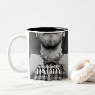 Geweldige papa sinds 20XX Eenvoudige elegante foto Tweekleurige Koffiemok