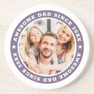 Geweldige papa sinds 20XX Modern Eenvoudige foto Zandsteen Onderzetter