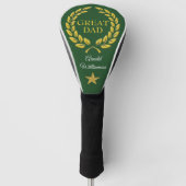GEWELDIGE PAPA tekst Overwinningskrans & Ster pers Golfheadcover (Voorkant)