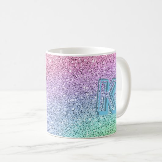 Geweldige pasta Glitter Monogramed Custom Koffiemok (Voorkant rechts)