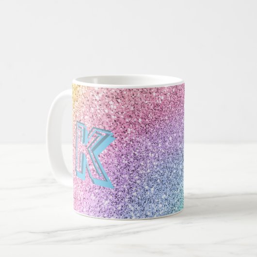 Geweldige pasta Glitter Monogramed Custom Koffiemok (Voorkant links)