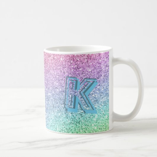 Geweldige pasta Glitter Monogramed Custom Koffiemok (Rechts)