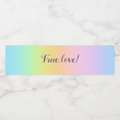 Geweldige pasteelregenboog bruiloft "ware liefde"! waterfles etiket (Enkel label)