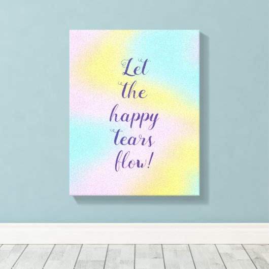 Geweldige pasteelregenboogbruiloft canvas afdruk (Insitu (Houten vloer))