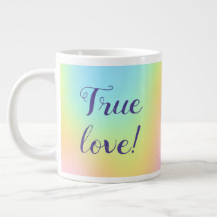 Geweldige pasteelregenboogbruiloft grote koffiekop