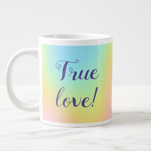 Geweldige pasteelregenboogbruiloft grote koffiekop (Links)