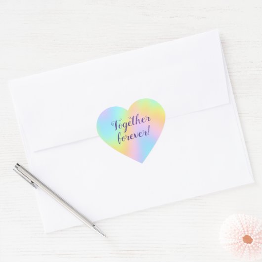 Geweldige pasteelregenboogbruiloft hart sticker (Envelop)